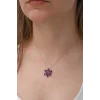 Gümüş Rose Mor Lotus Çiçeği Kolye