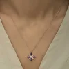 Gümüş Rose Mor Taşlı Umut Çiçeği Kolye