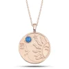 Gümüş Rose Opal Mavi Taşlı Ay Güneş Kadın Kolye