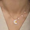 Gümüş Rose Papatya Seviyor Sevmiyor Bayan Kolye