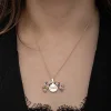 Gümüş Rose Renkli Çiçek Kişiye Özel Kadın Kolye