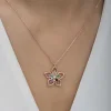​Gümüş Rose Renkli Taşlı Çiçek Kadın Kolye