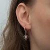 Gümüş Rose Sallantılı Kutup Yıldızı Kadın Küpe
