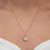 Gümüş Rose Sedef Taşlı Ay Yıldız Hilal Kadın Kolye