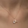 Gümüş Rose Tek Taşlı Uçak Kadın Kolye