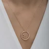 Gümüş Rose Yıldız Detaylı Halka Kadın Kolye
