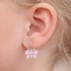 Gümüş Sallantılı Pembe Kelebek Çocuk Küpesi