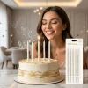 Gümüş Simli Beyaz Pasta Mumu Seti 15 cm 6 Parça