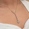 Gümüş Sıralı Zirkon Taşlı Çiçek Kadın Kolye