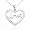 Gümüş Taşlı Love Bayan Kolye