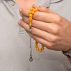 Gümüş Top Kazaz Püsküllü Sarı Yuvarlak Sıkma Kehribar Tesbih