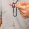 Gümüş Top Kazaz Püsküllü Şeffaf Mavi Sıkma Kehribar Tesbih