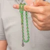 Gümüş Top Kazaz Püsküllü Yeşil Sıkma Kehribar Tesbih