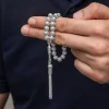 Gümüş Yuvarlak Çizgili Erkek Tesbih