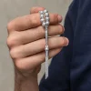 Gümüş Yuvarlak Çizgili Erkek Tesbih