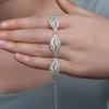 Gümüş Zarif Yaprak Telkari Kadın Bileklik