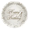Happy Birthday Elegant Beyaz Karton Tabak 23cm