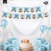 Happy Birthday Simli Mavi Altın Harf Afiş