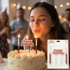 Happy Birthday Yazılı Kırmızı Simli Pasta Mumu Seti