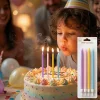 Karışık Renk Makaron İnce Uzun Pasta Mum Seti 4lü