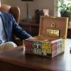Küba Evi Desenli El Yapımı Puro Kutusu Humidor 80s