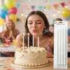 Metalik Beyaz Uzun Mum 19cm 4 Parça