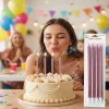 Metalik Rose Gold Uzun Mum 19cm 4 Parça