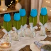Peluş Mavi Lale Çubuk Süs 5li