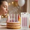 Pembe Beyaz Simli Pasta Mumu Seti 6 Parça