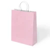 Pembe Büküm Saplı Kraft Çanta 15x20cm
