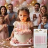 Pembe Simli Doğum Günü Mumu Seti 8 cm 12 Parça
