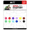 Rich Art-X Acrylic Duo Marker Çift Uçlu Su Bazlı Akrilik Boyama Markörü Seti 12 RENK