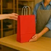 Roll-Up Kraft Çanta Kırmızı Orta Boy 25 * 31 cm 25 Adet