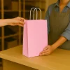 Roll-Up Kraft Çanta Pembe Büyük Boy 31 * 41 cm 25 Adet