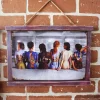 Rustik Ahşap Çerçeveli Vintage Metal Pano Girls 20x30