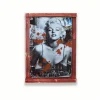 Rustik Ahşap Çerçeveli Vintage Metal Pano M. Monroe Red 20x30