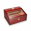 Sedir Ağacı Camlı Puro Kutusu Humidor Ceviz 40s