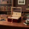 Sedir Ağacı Camlı Puro Kutusu Humidor Ceviz 40s