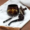 Sherlock Holmes El Yapımı Seramik Pipo Tutun Kavanozu Kahve Small