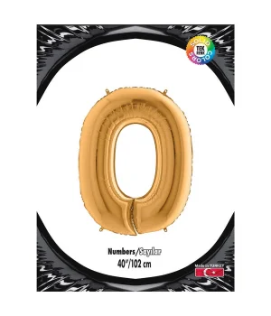 0 Rakam Altın Folyo Balon 40