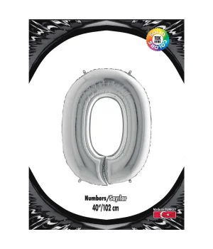0 Rakam Gümüş Folyo Balon 40