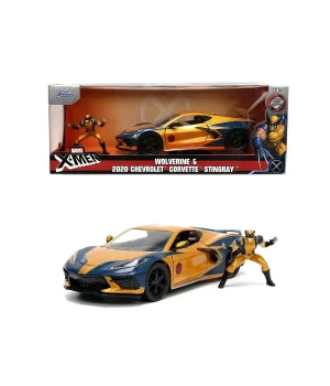 1:24 2020 Chevrolet Corvette Stingray Model Araba ve Wolverine Figür