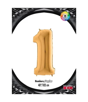 1 Rakam Altın Folyo Balon 40