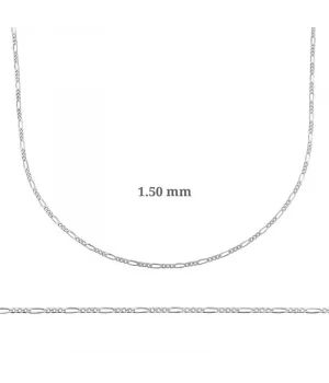 1.50 mm Gümüş Figaro Zincir - 0.40 mikron