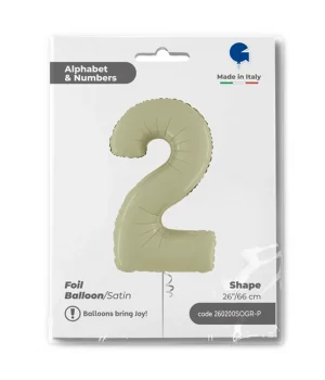 2 Rakam Grabo Satin Olive Green Folyo Balon 26