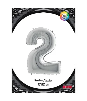 2 Rakam Gümüş Folyo Balon 40