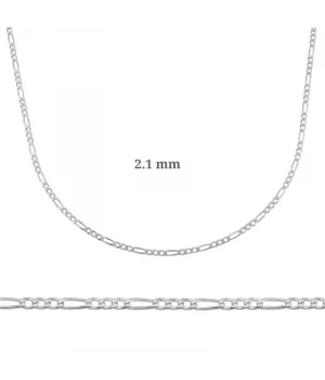 2.10 mm Gümüş Figaro Zincir - 0.60 mikron