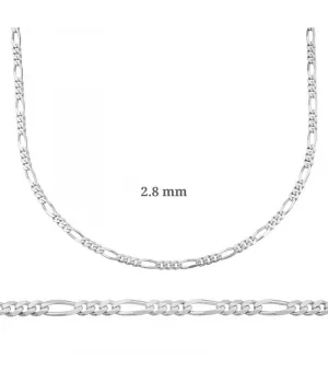 2.8 mm Gümüş Figaro Zincir - 0.80 mikron