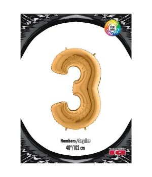 3 Rakam Altın Folyo Balon 40