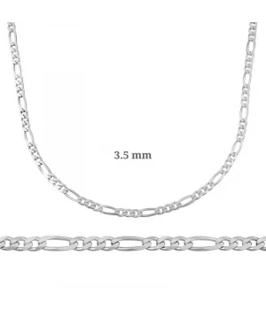 3.5 mm Gümüş Figaro Zincir - 100 mikron